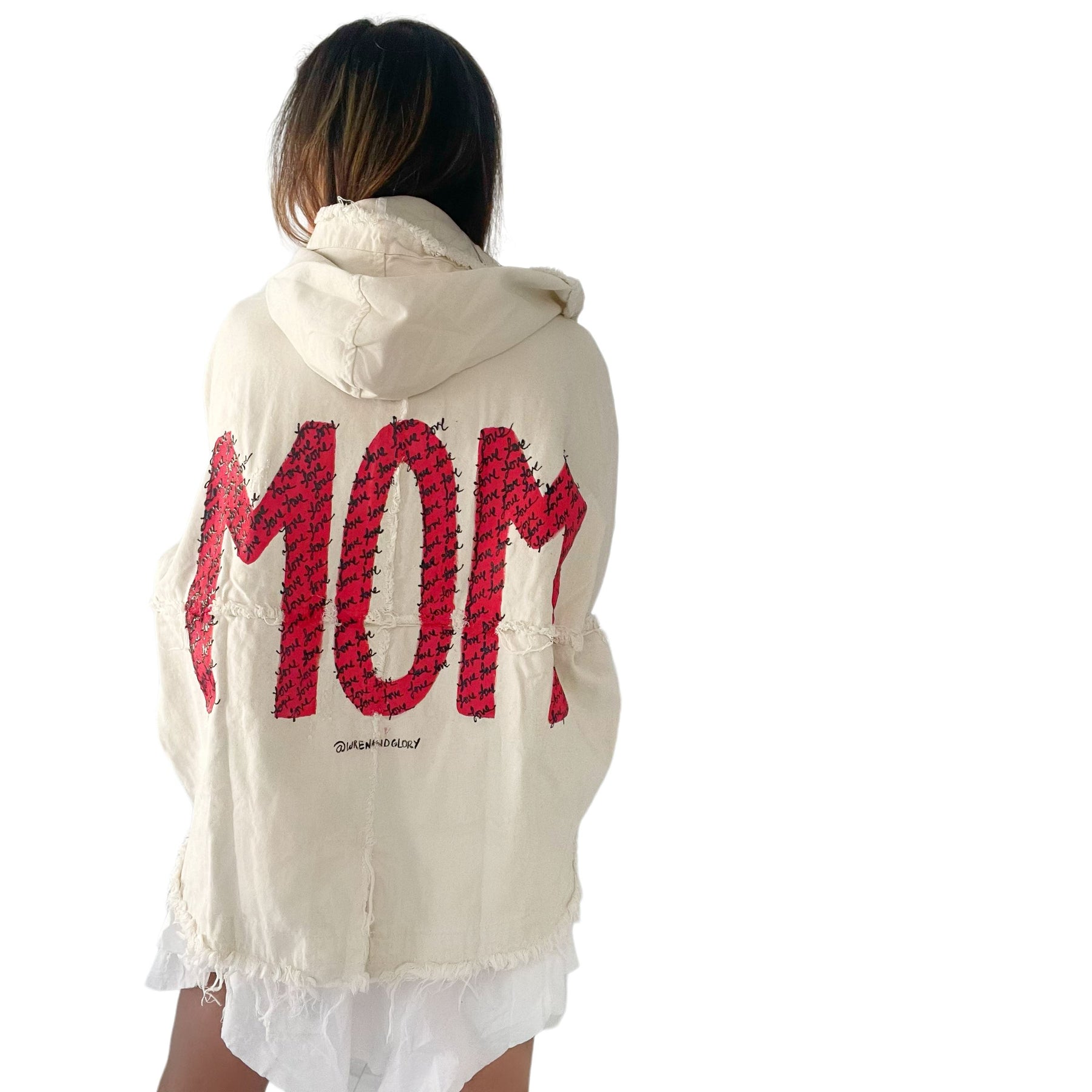 'Love, Mom' Ivory Denim Jacket