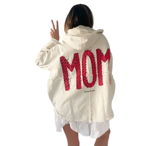 'Love, Mom' Ivory Denim Jacket