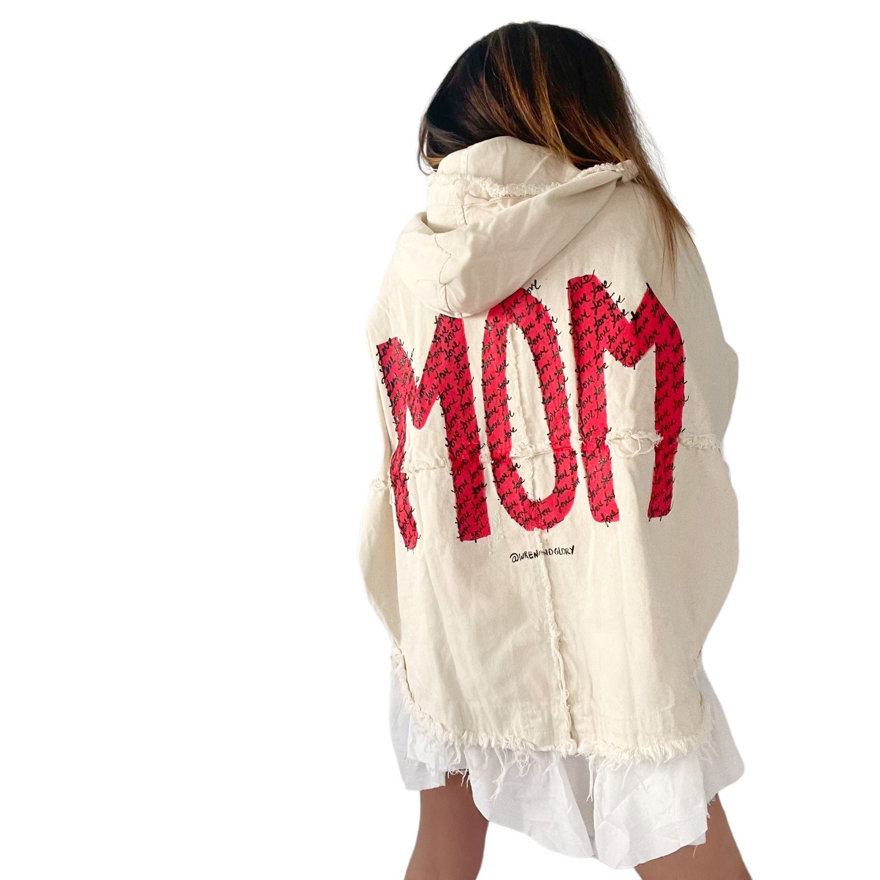 'Love, Mom' Ivory Denim Jacket