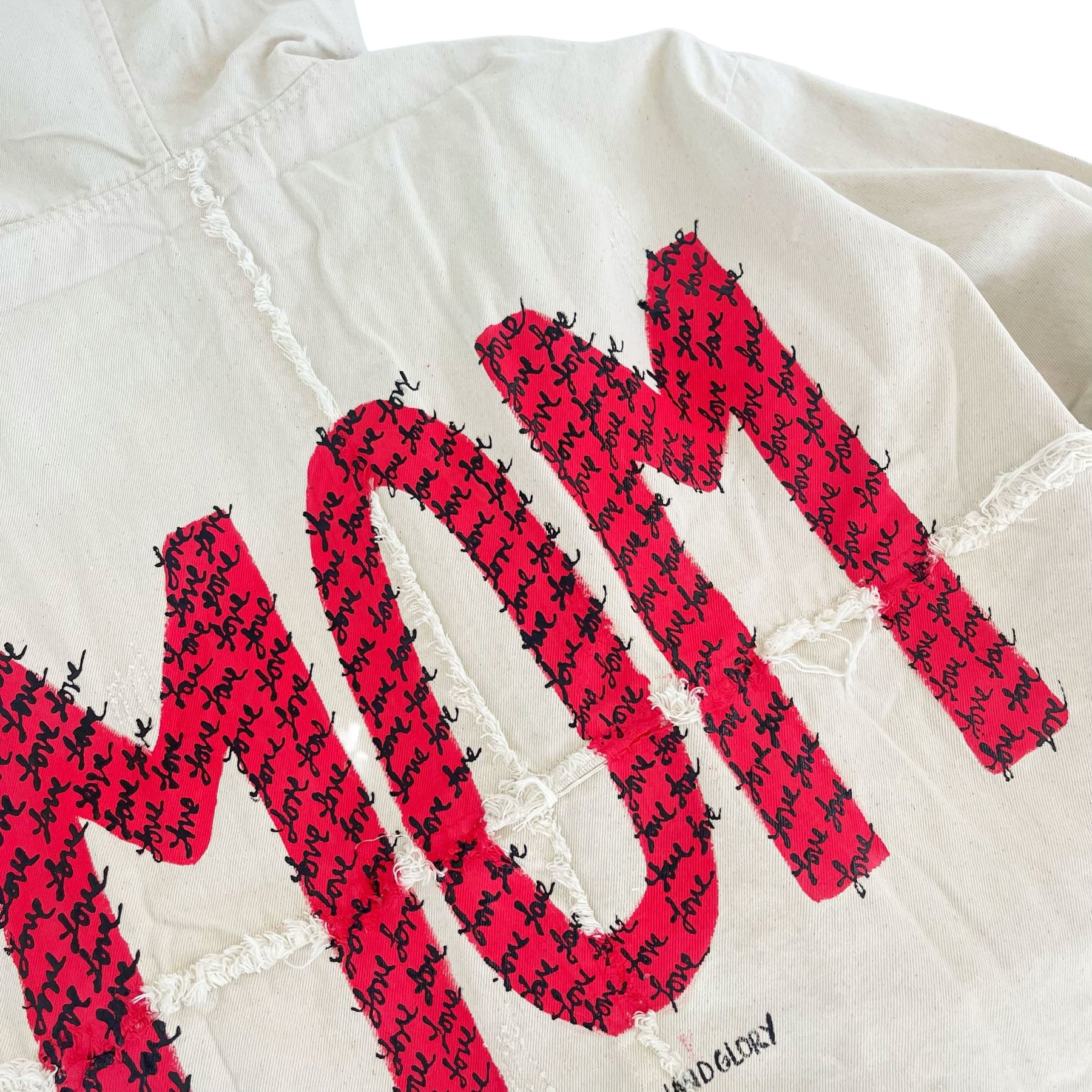 'Love, Mom' Ivory Denim Jacket