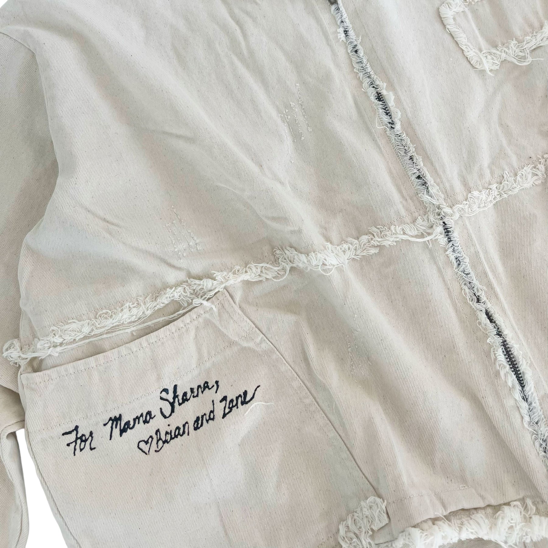 'Love, Mom' Ivory Denim Jacket