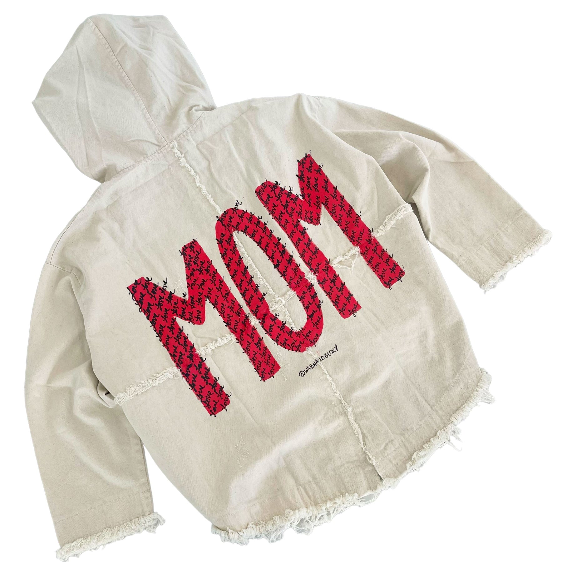 'Love, Mom' Ivory Denim Jacket