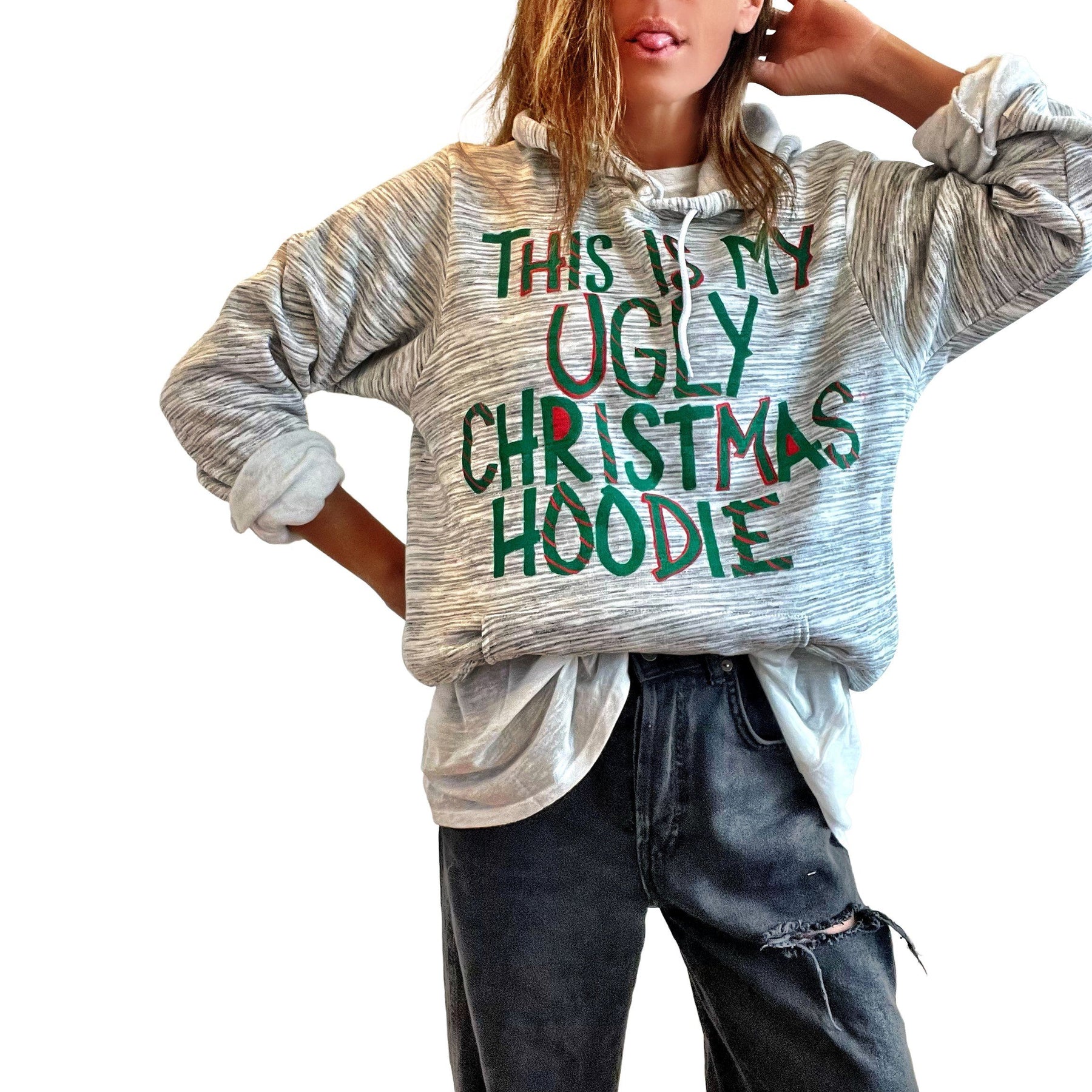 'ITS A CHRISTMAS HOODIE' PAINTED HOODIE