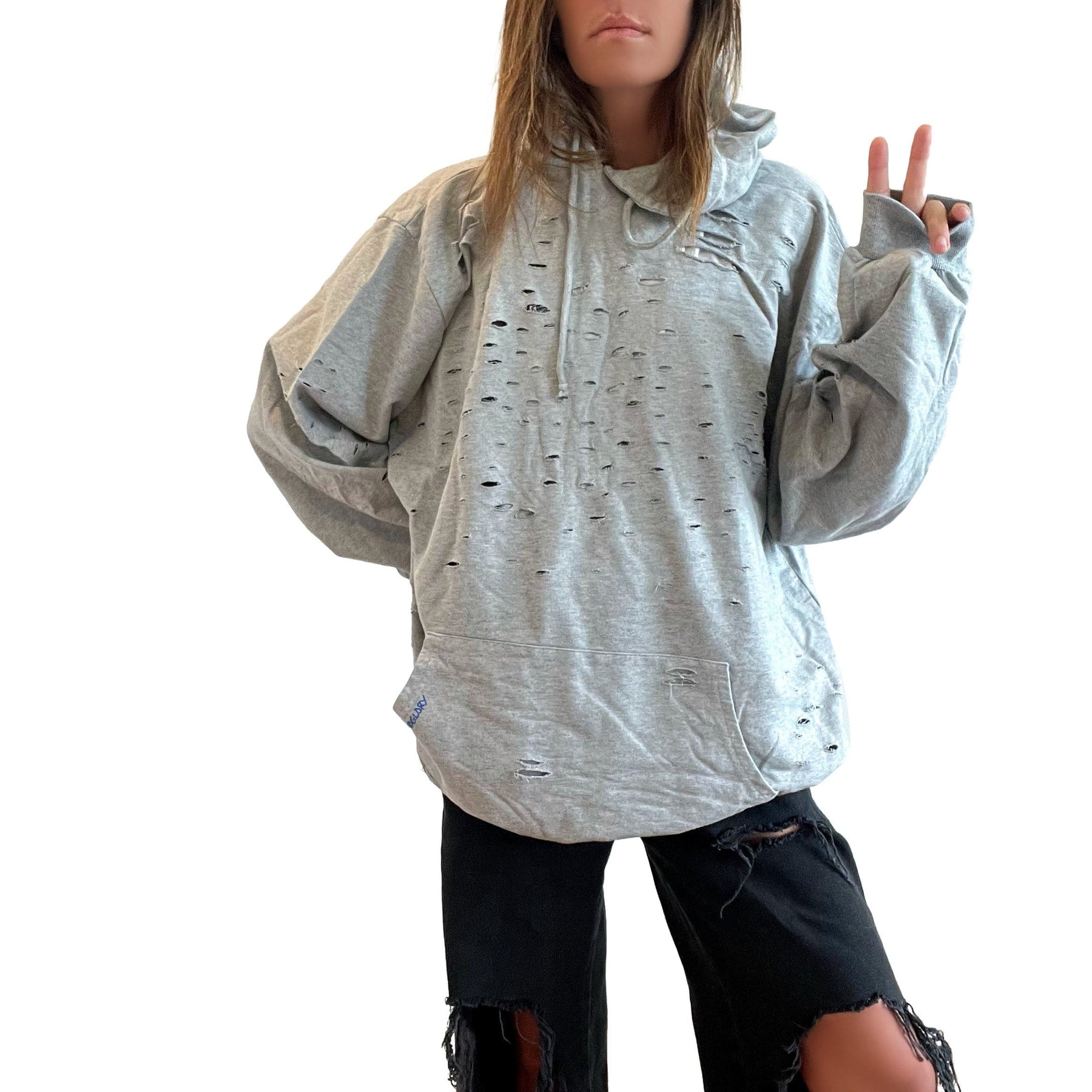 'PEACE & LIGHT' PAINTED HOODIE