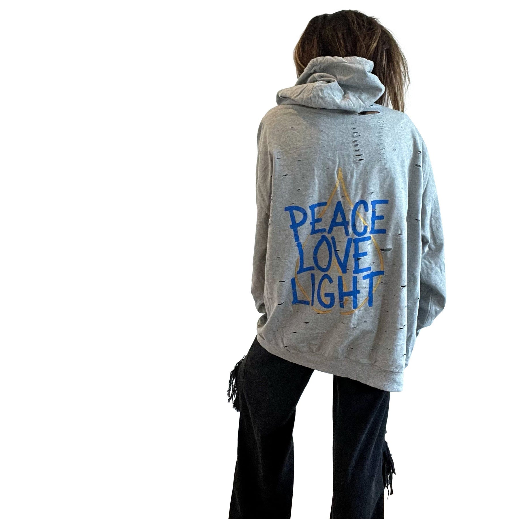 'PEACE & LIGHT' PAINTED HOODIE