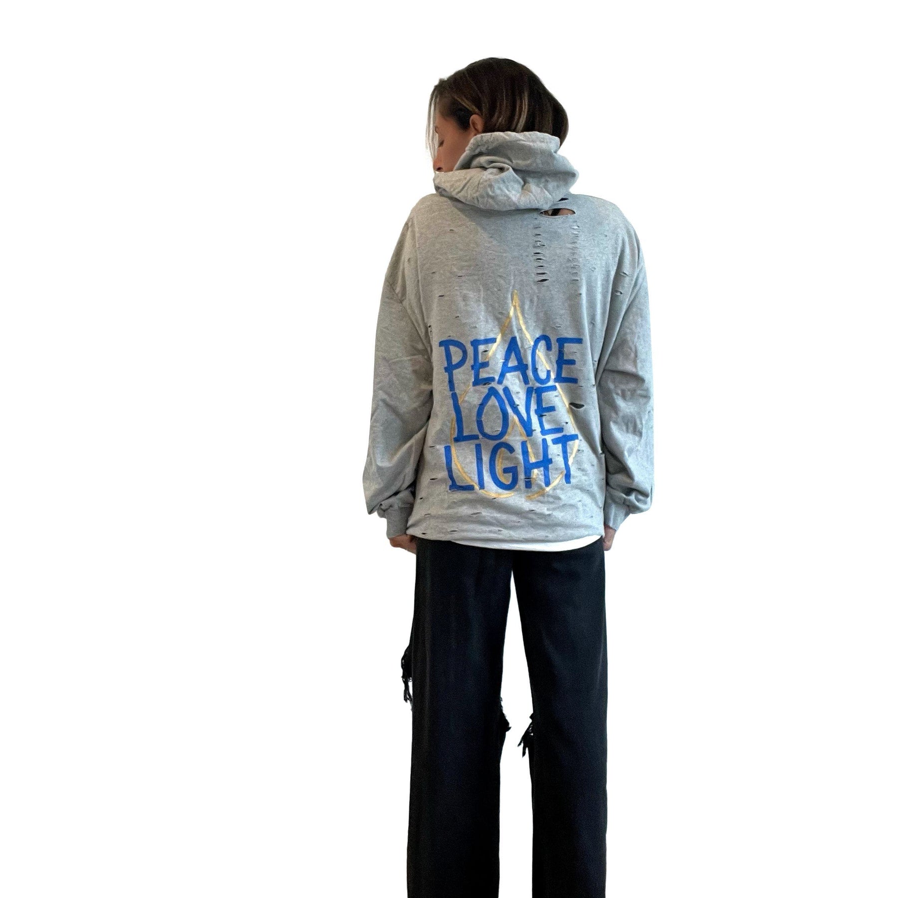 'PEACE & LIGHT' PAINTED HOODIE