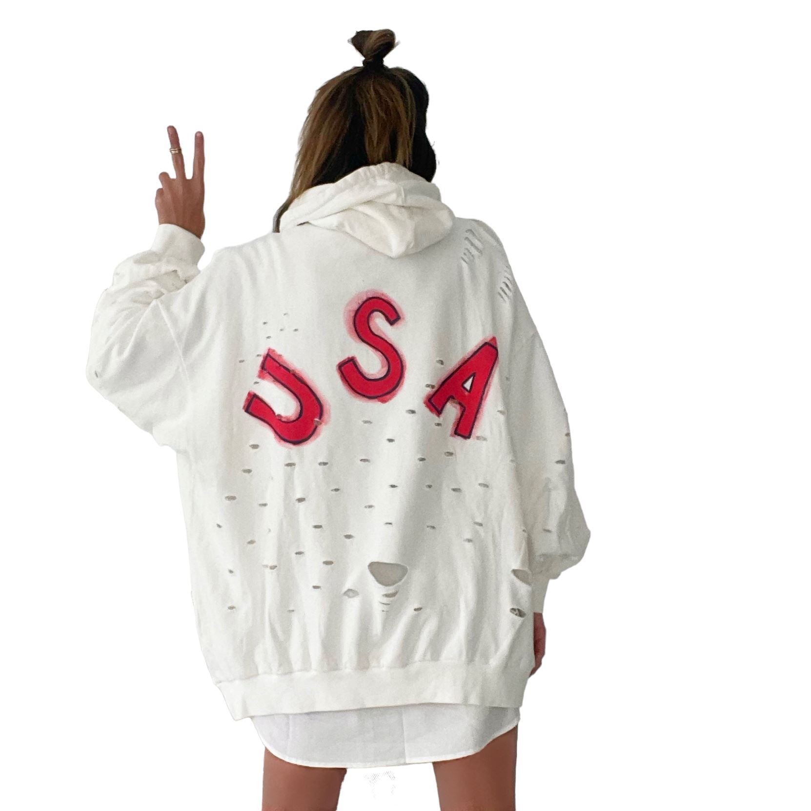 'USA USA USA' Painted Hoodie