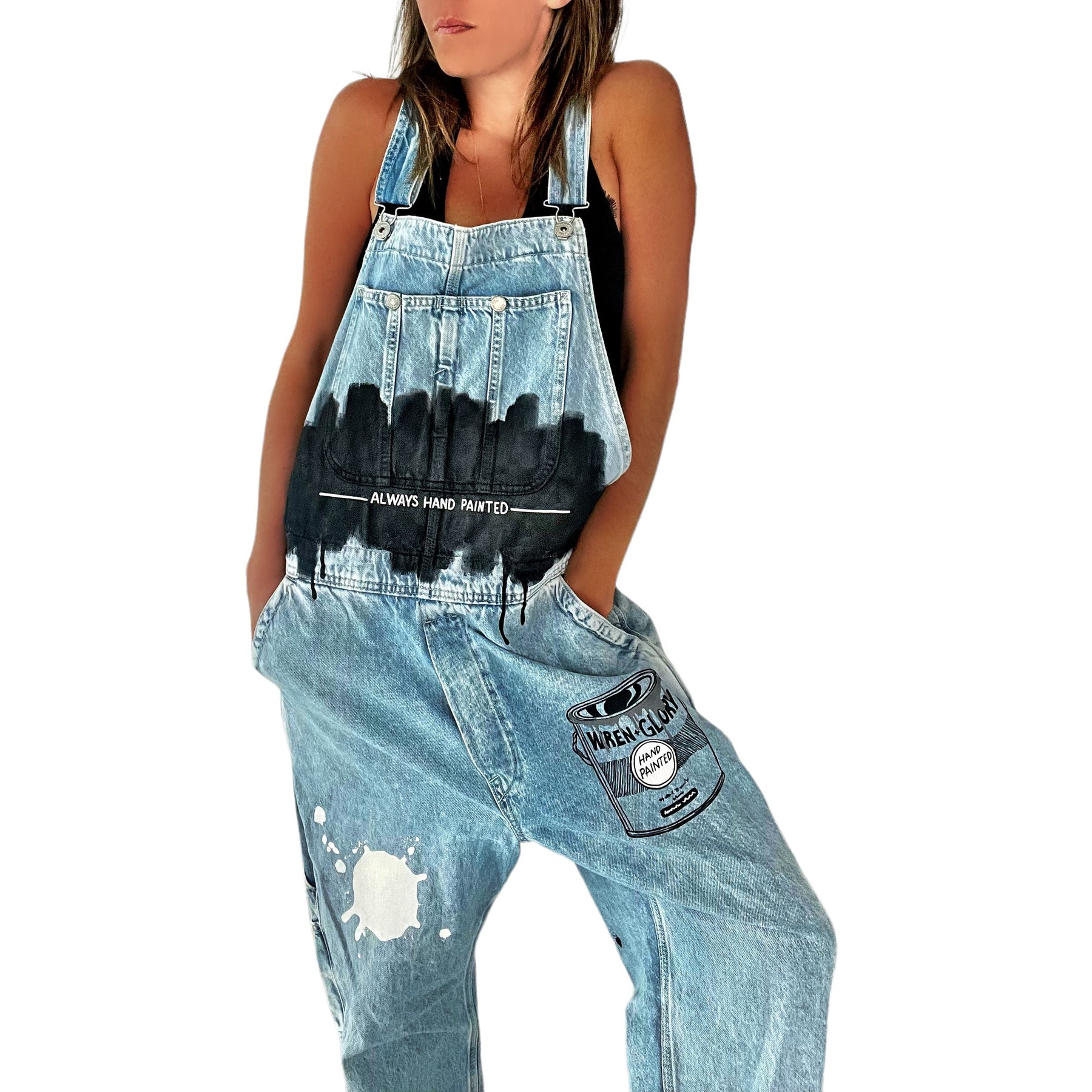 'Drippy W+G' Painted Overalls