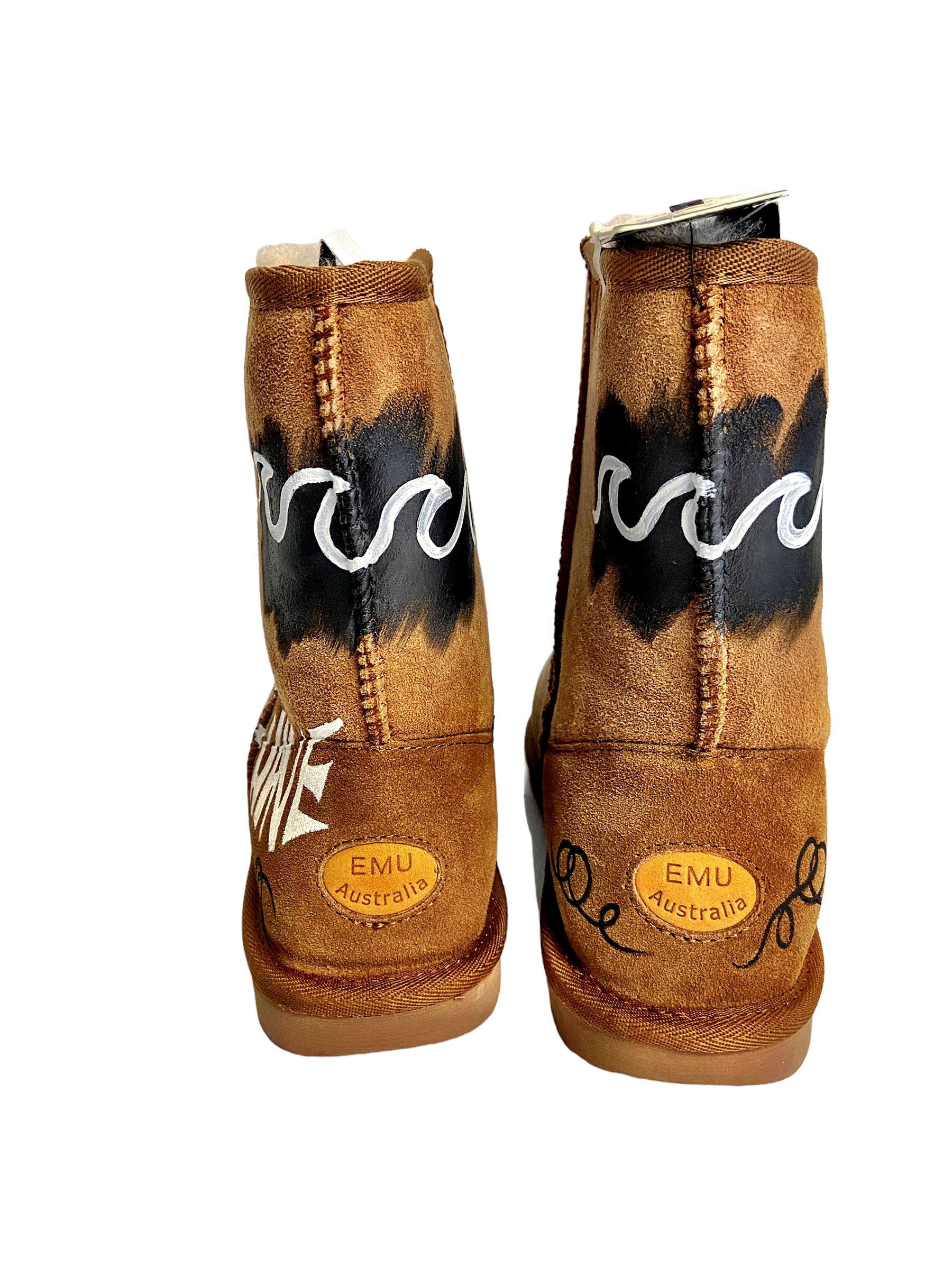 'Ride Your Wave' Painted Emu Boots