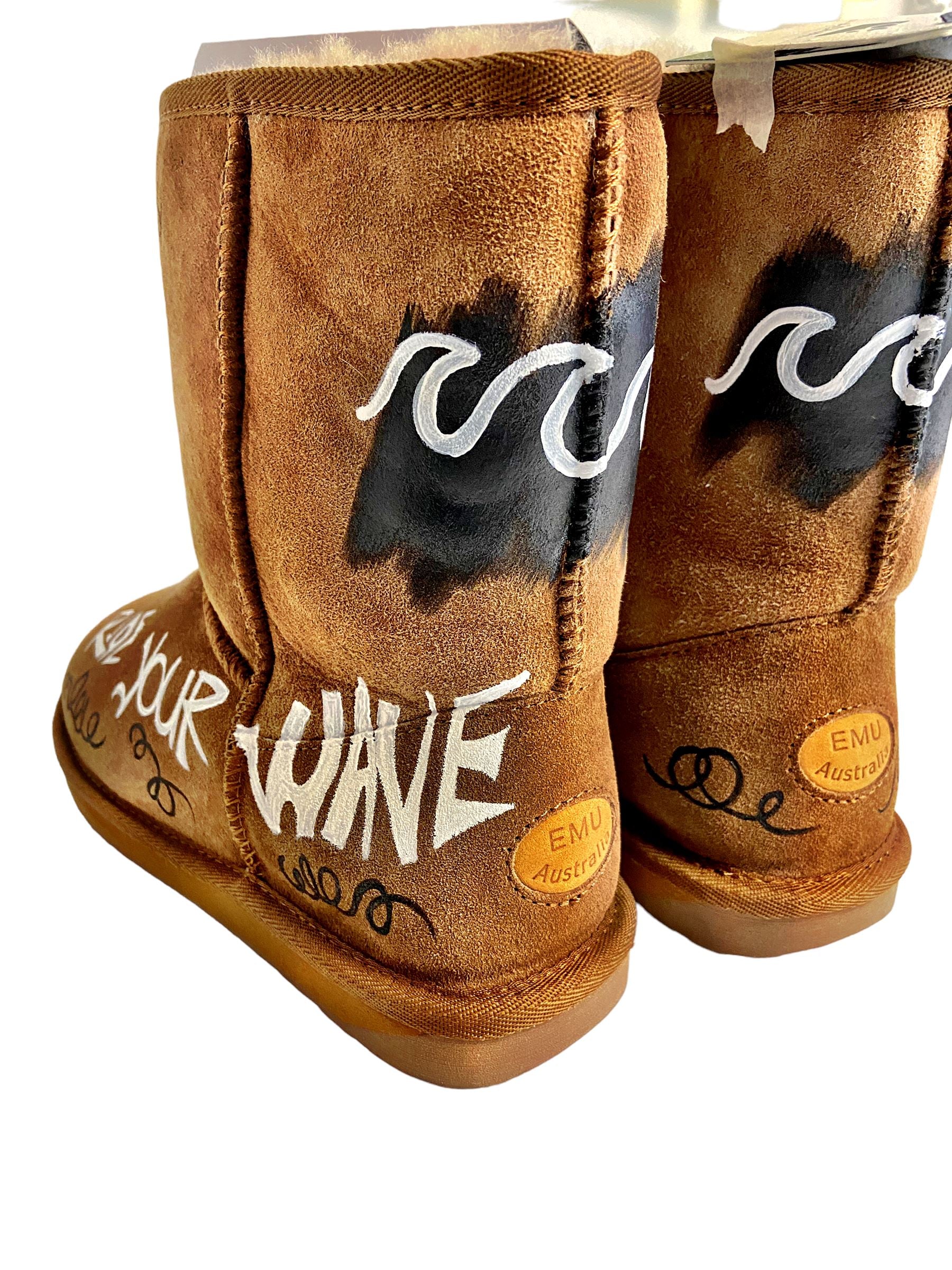 'Ride Your Wave' Painted Emu Boots