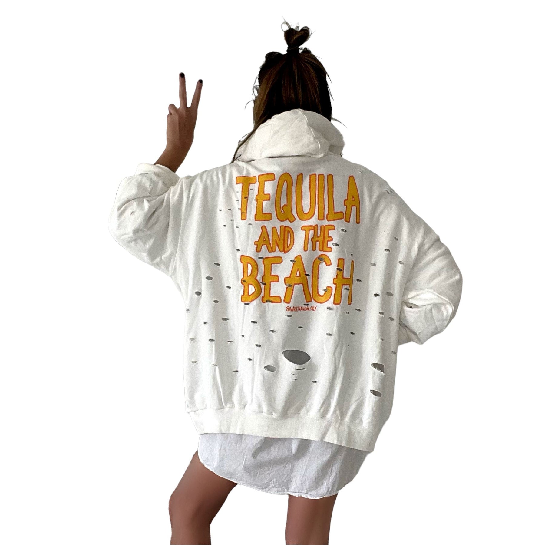'Tequila and the Beach' Painted Hoodie