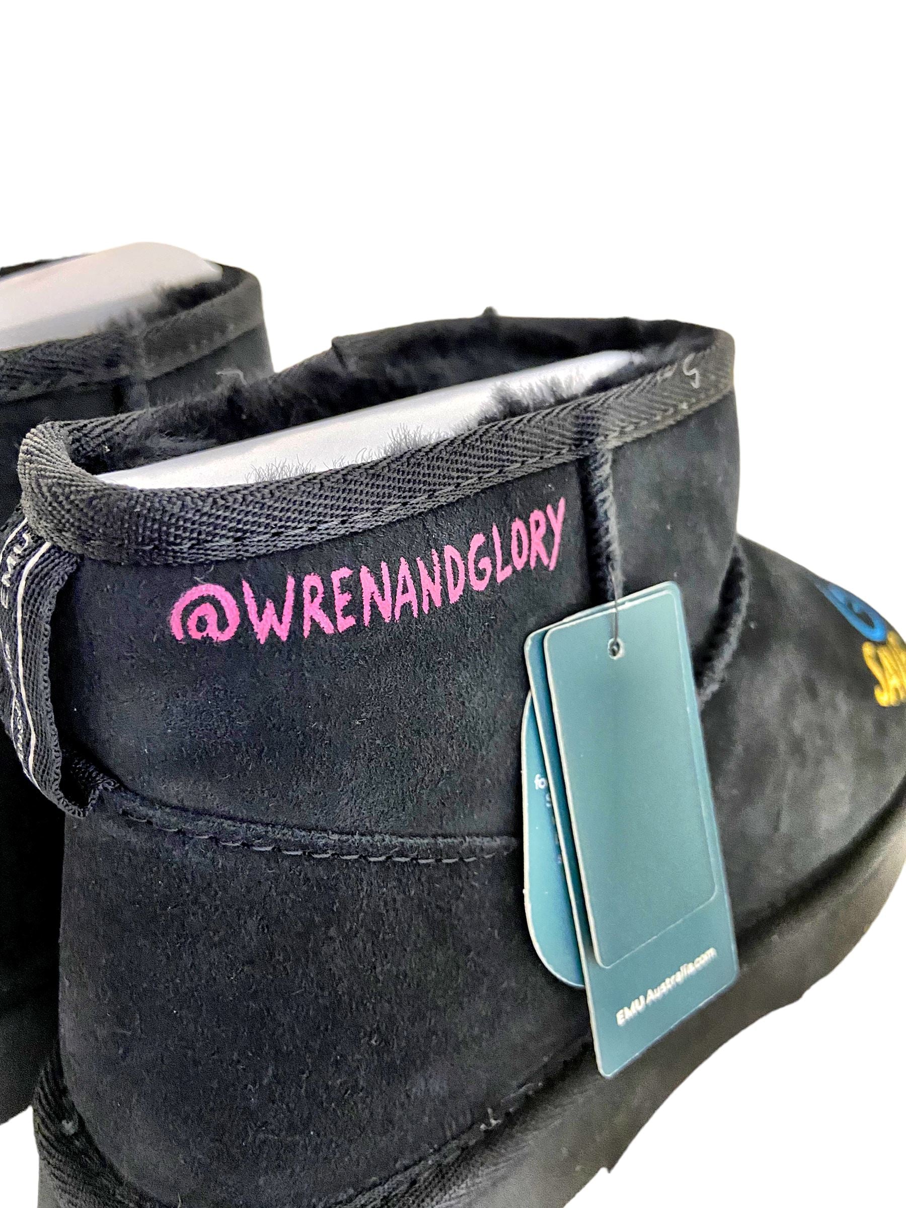 'Save The Anti Socials' Painted Emu Boots