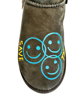 'Save The Anti Socials' Painted Emu Boots