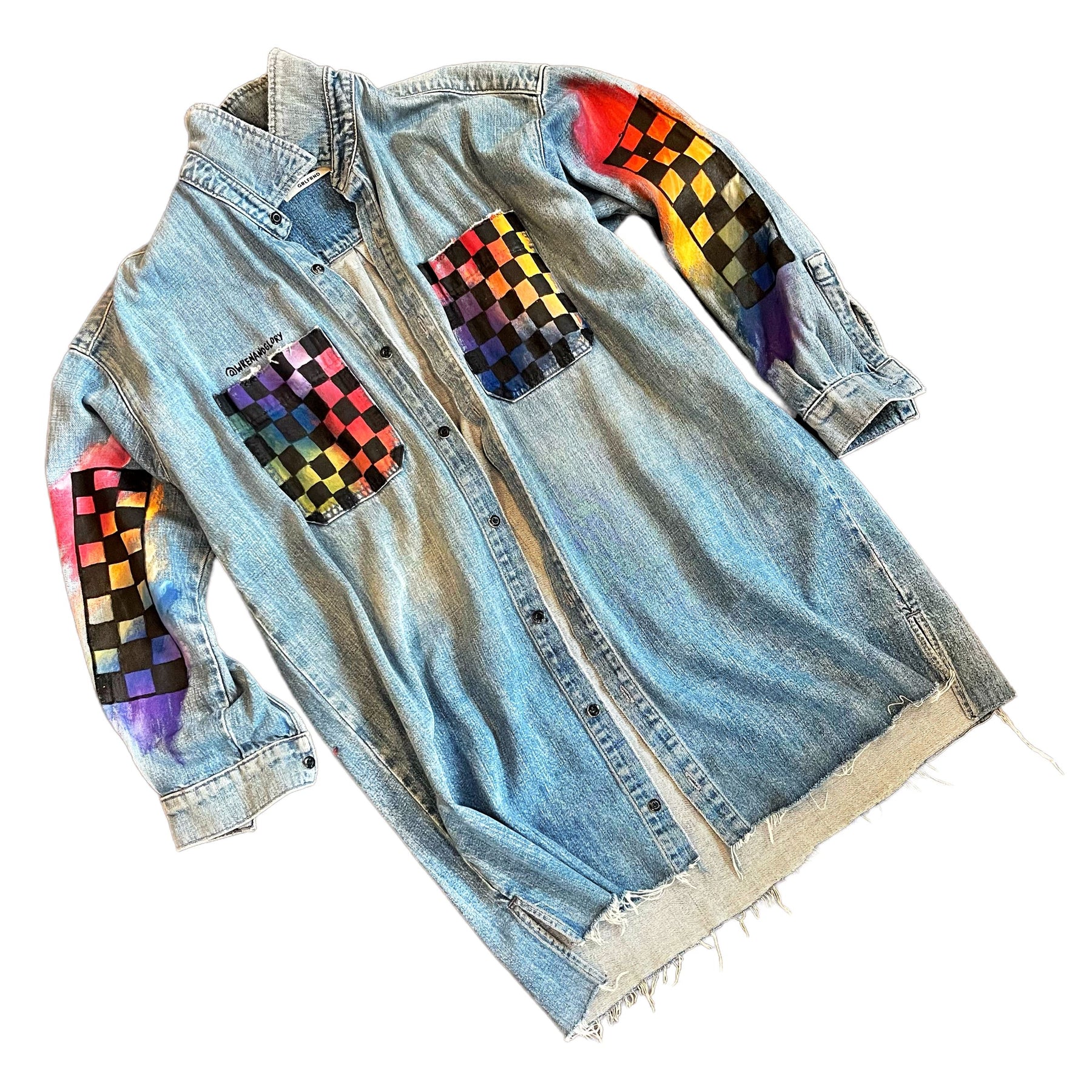'Geo Waves' Denim Shirt Dress