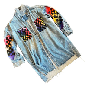 'Geo Waves' Denim Shirt Dress