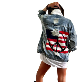 In-Stock 'PEACE FLAG PART 2' DENIM JACKET
