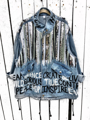 'POSITIVE VIBES' DENIM JACKET