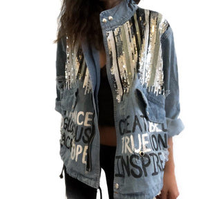 'POSITIVE VIBES' DENIM JACKET