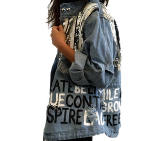 'POSITIVE VIBES' DENIM JACKET