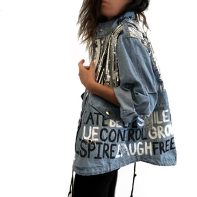 'POSITIVE VIBES' DENIM JACKET