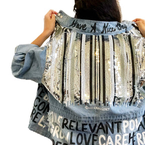 'POSITIVE VIBES' DENIM JACKET