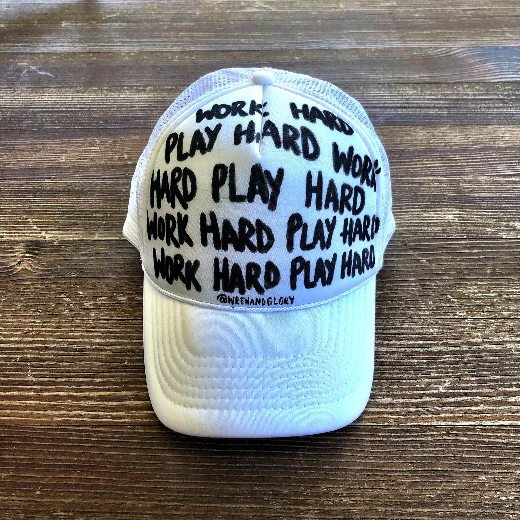 'WORK HARD' PAINTED HAT