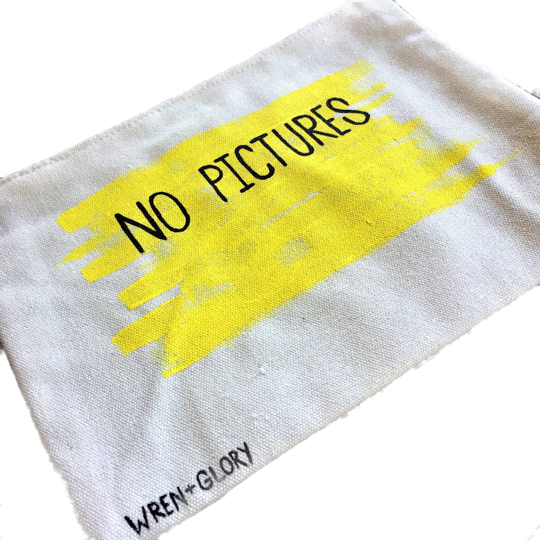'NO PICTURES' PAINTED POUCH