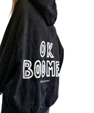 'OK BOOMER' PAINTED HOODIE