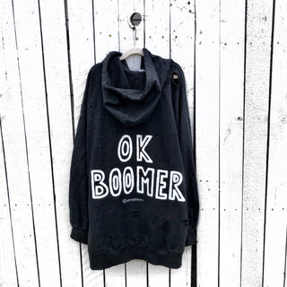 'OK BOOMER' PAINTED HOODIE