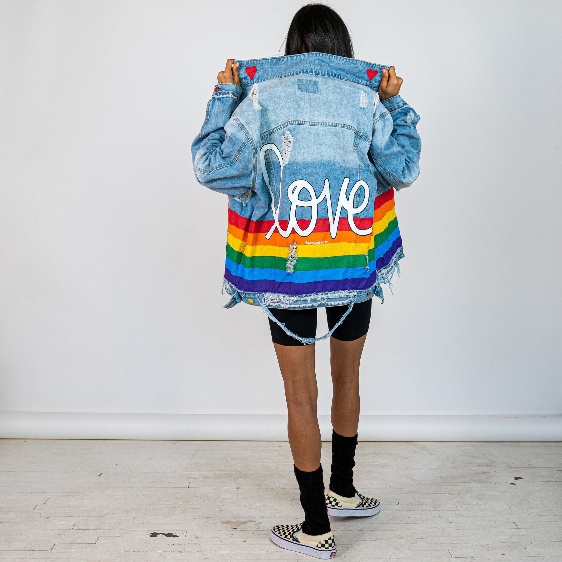 True Colors Painted Denim Trucker Jacket - Black/Purple