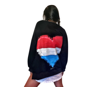 'RED, WHITE & BLUE LOVE' PAINTED SWEATSHIRT