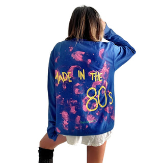 '80s Baby!' Painted Blue Crewneck