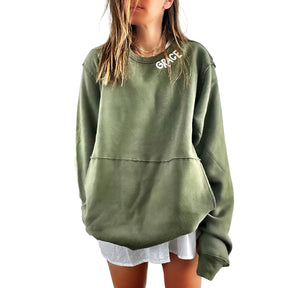 'Basic But Personalized' Painted Green Crewneck