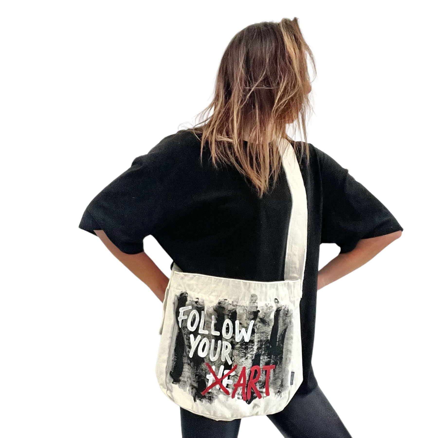 'Follow That Art' Painted Messenger Bag