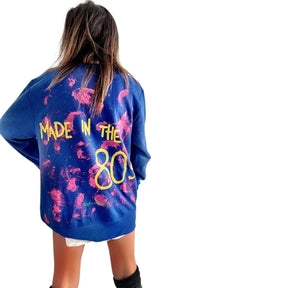 '80s Baby!' Painted Blue Crewneck