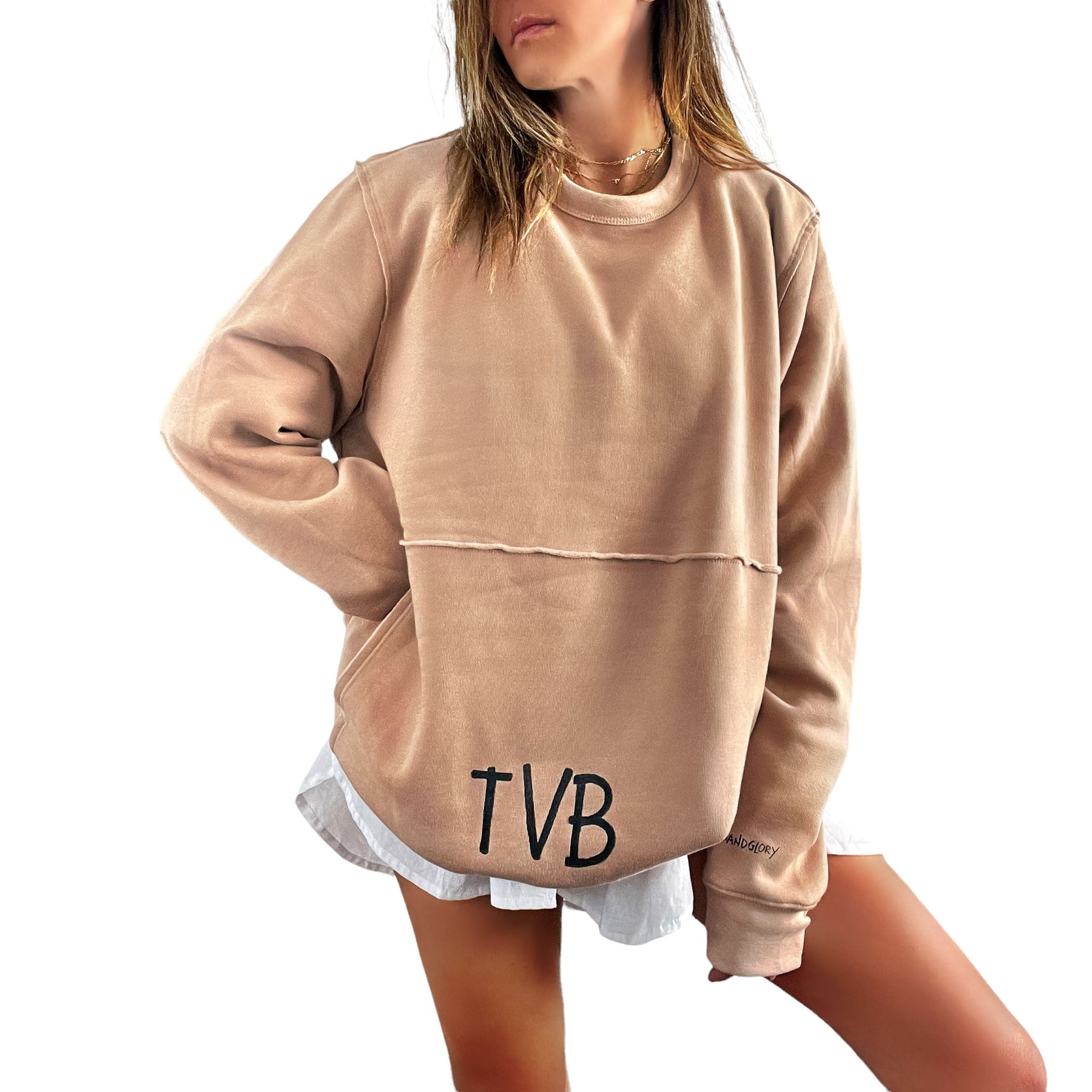 'Basic But Personalized' Painted Tan Crewneck