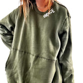 'Basic But Personalized' Painted Green Crewneck