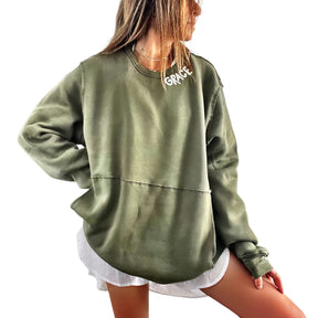 'Basic But Personalized' Painted Green Crewneck