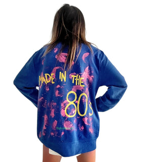 '80s Baby!' Painted Blue Crewneck