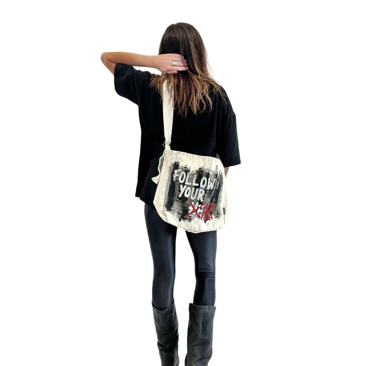 'Follow That Art' Painted Messenger Bag