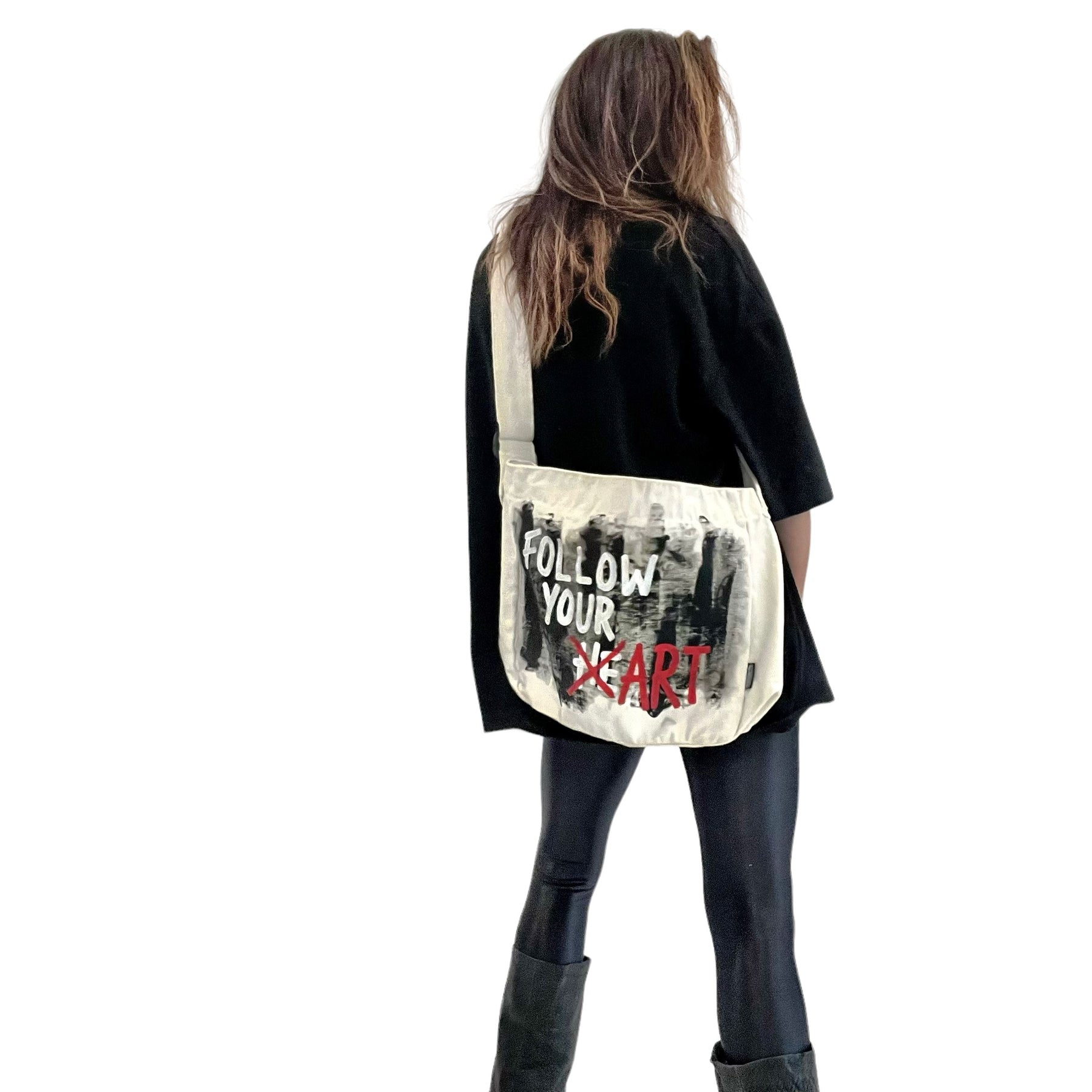 'Follow That Art' Painted Messenger Bag