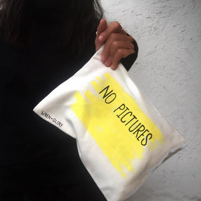 'NO PICTURES' PAINTED POUCH