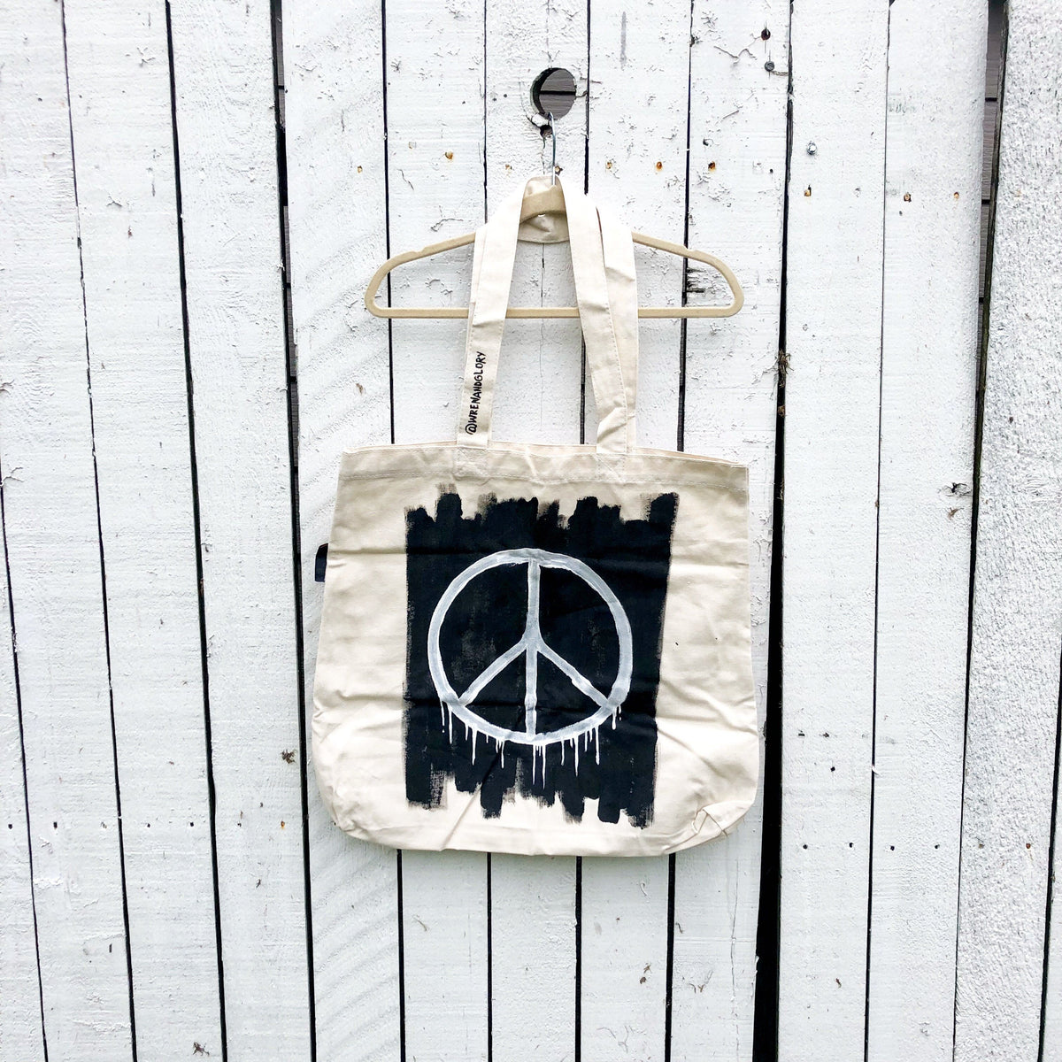 'PEACE' PAINTED TOTE BAG